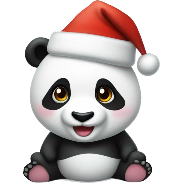 Panda with Christmas hat emoji