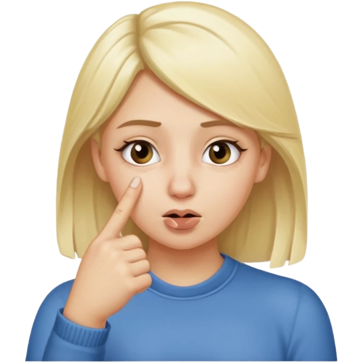 white blonde girl holding onto her nose with her index finger and thumb because something stinks  emoji