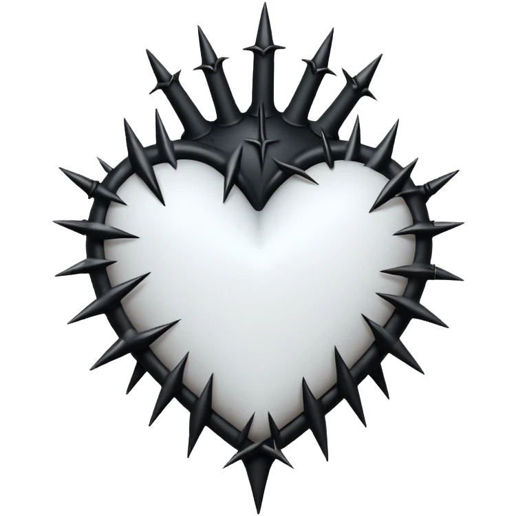 white goth heart with black thorns, dramatic emoji