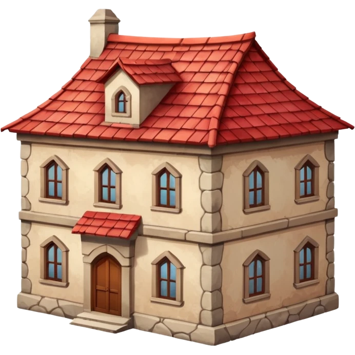 old, tall crooked building with red roof.




 emoji