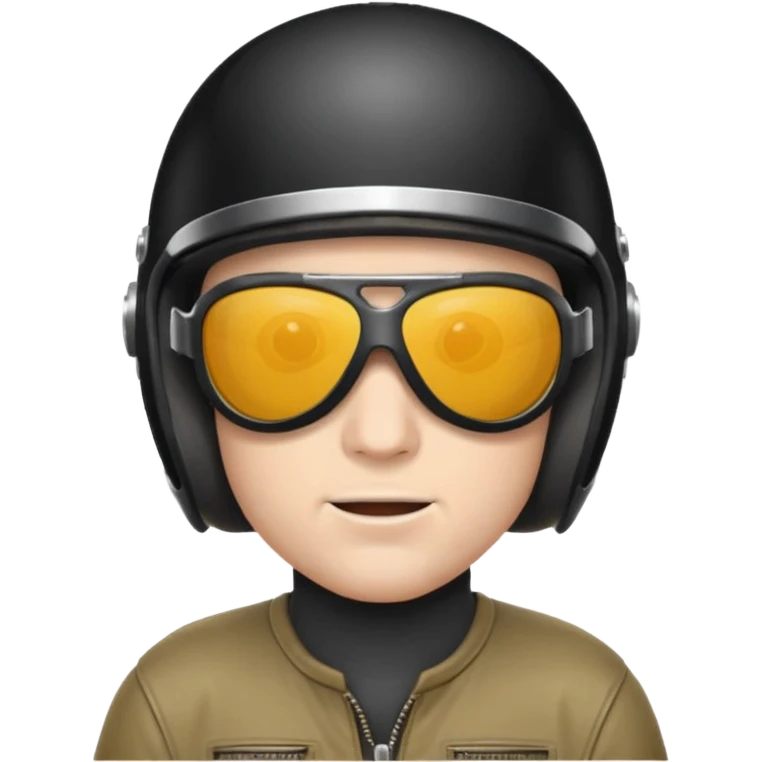 man with motorcycle helmet and sunglasses, no mouth emoji
