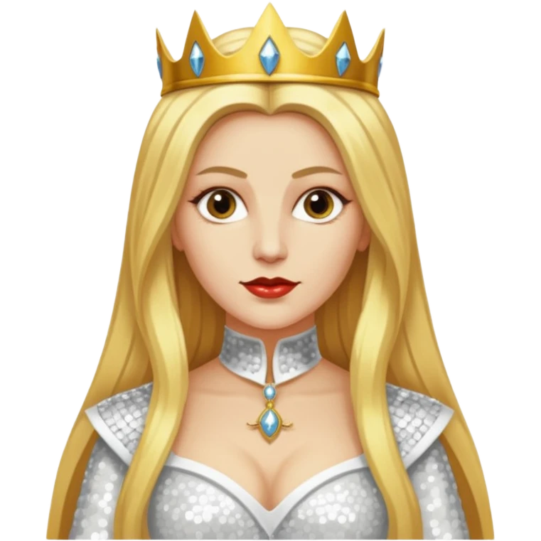 Katharina Siegel, Mistress of Vlad Tepes with long golden blonde hair, white sequin outfit emoji