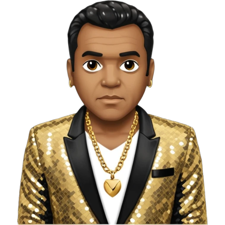 Ronald Isley with black sequin jacket, shirtless with necklace  emoji