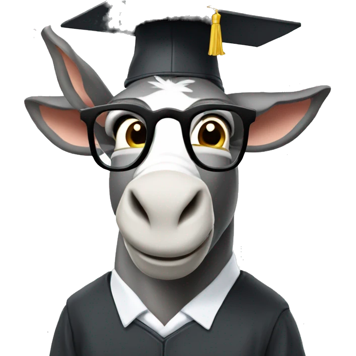 academic donkey with glasses and diploma emoji