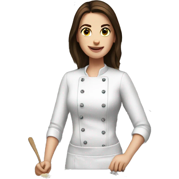 White girl, brunette cooking dinner emoji