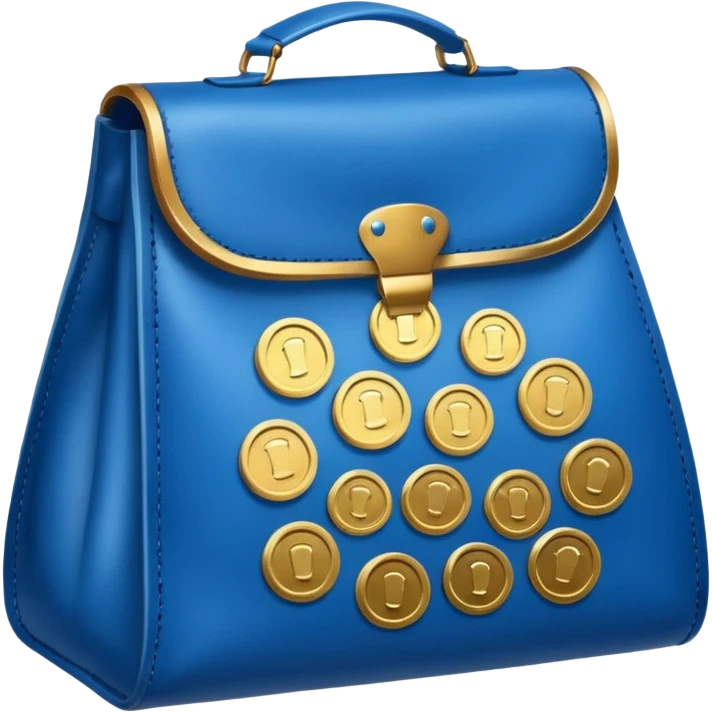 blue coins inside a leather bag  emoji