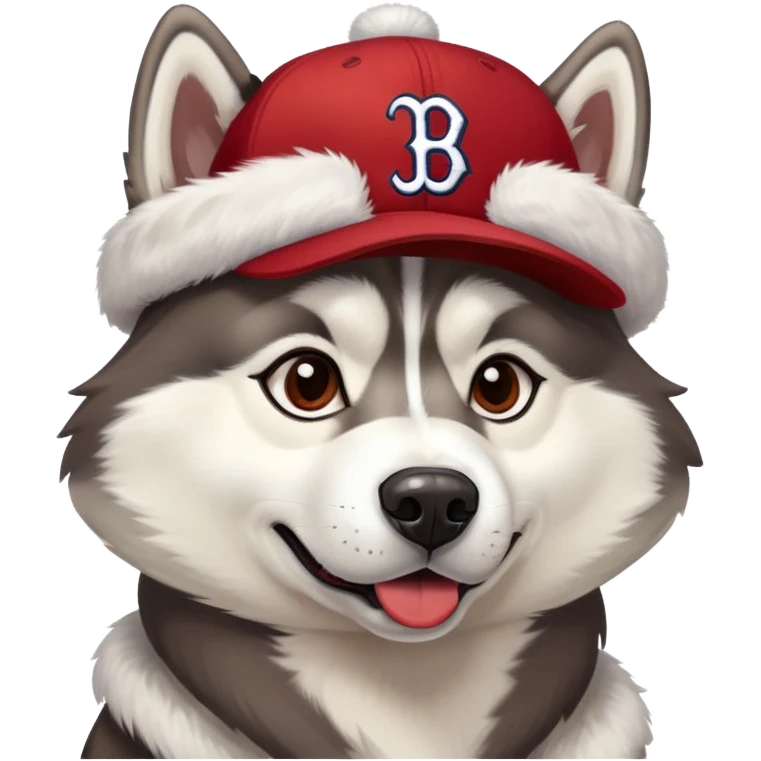 Husky wearing Boston Red Sox hat emoji