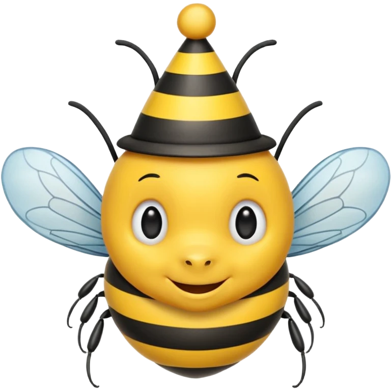 Bees with Birthday Hat, Happy bee with striped party hat emoji
