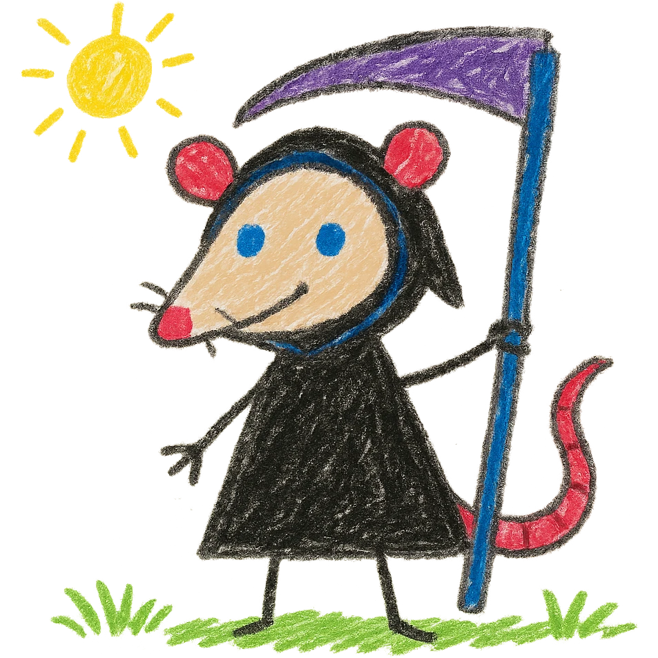 cute cartoon possum dressed up like a grim reaper emoji