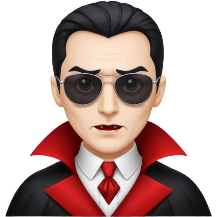 cool Dracula with sunglasses, confident expression, WhatsApp emoji style emoji