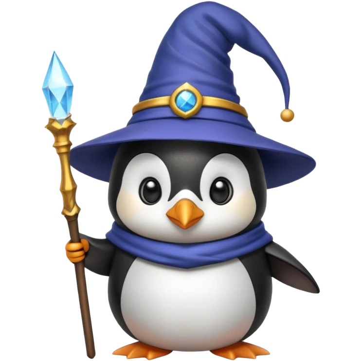 A penguin that has a wizard hat and wand emoji