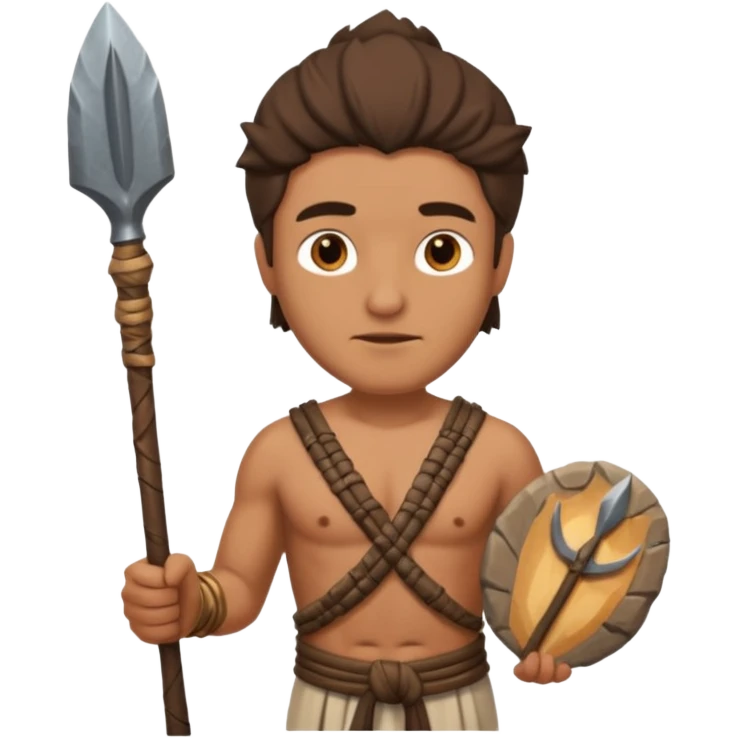 ancient man with stone spear, half body emoji