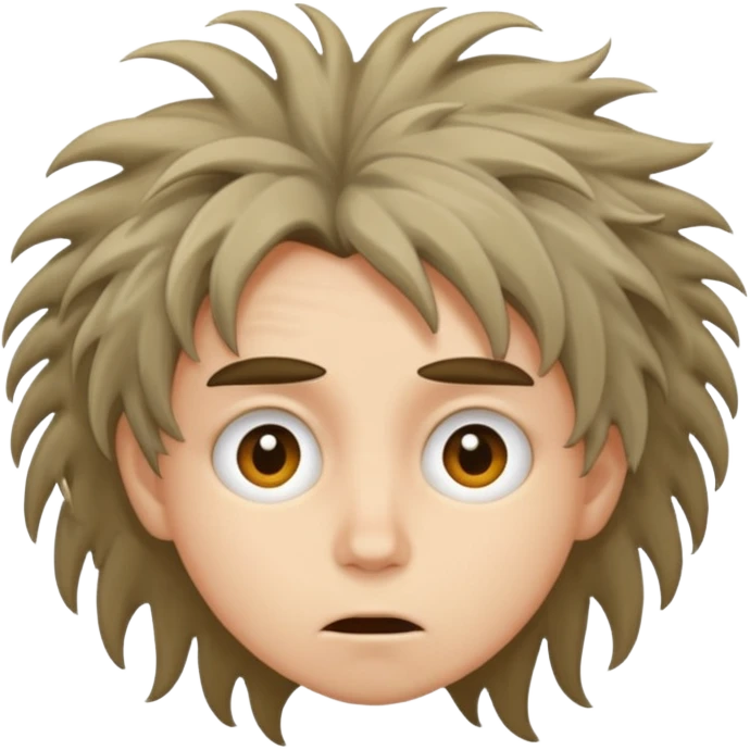 a person with a wild weird expression and messy hair emoji