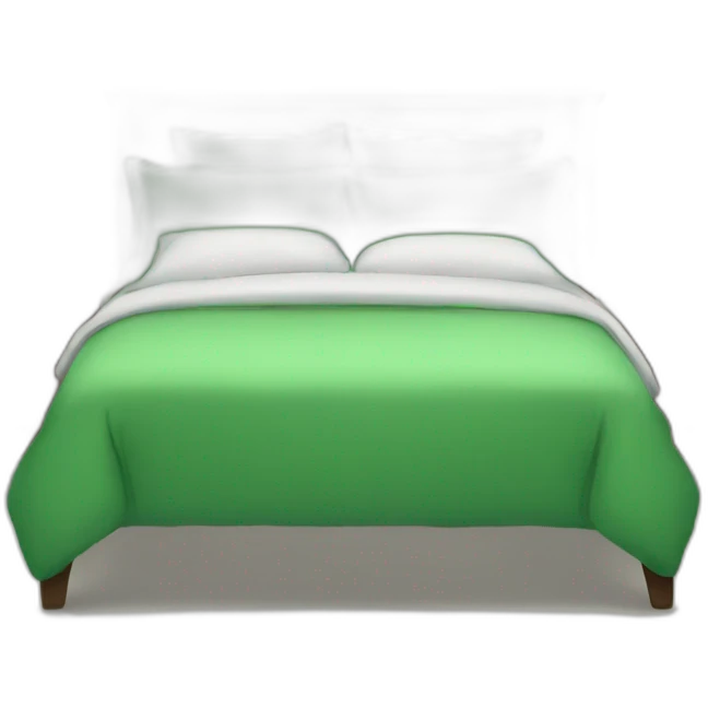 a bed with gree pillow emoji