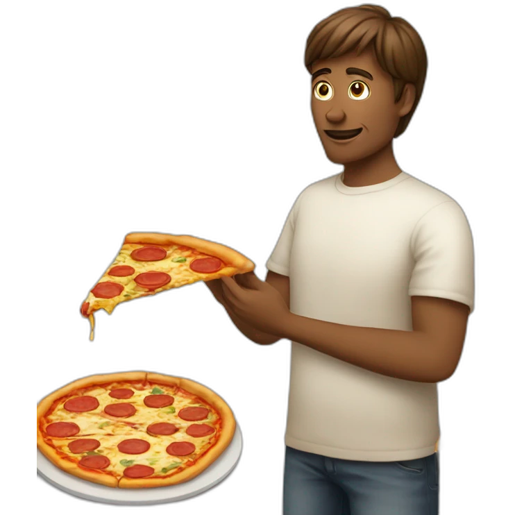 Un chat est un homme qui mange une pizza  emoji