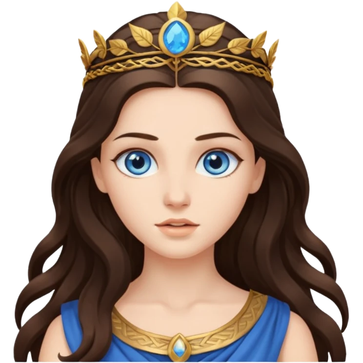 greek goddess long brunette hair blue eyes emoji