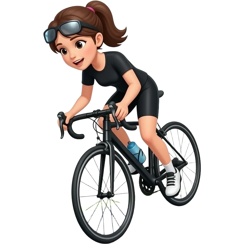 Girl in black, Dropped and crashed AirPods when cycling down hill emoji