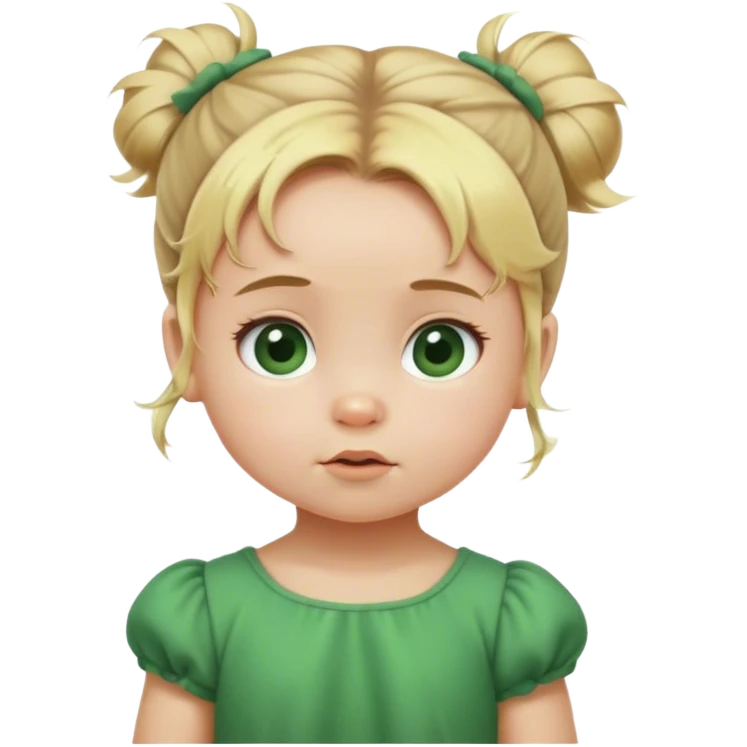 Blond baby girl with messybun green dress emoji