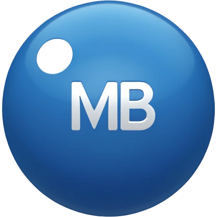 Blue Ball with MB written on it emoji
