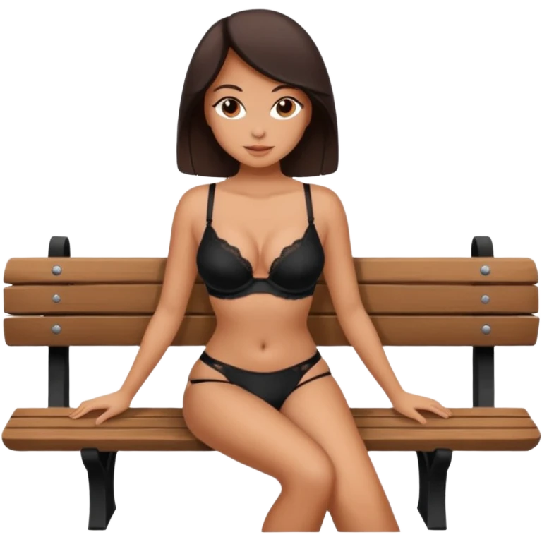Girl with sexy bra and panty sitting in a banch emoji