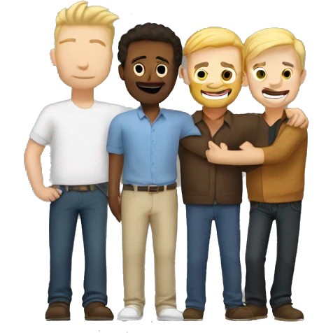 white men hugging, a blond short men and a brown tall men  emoji