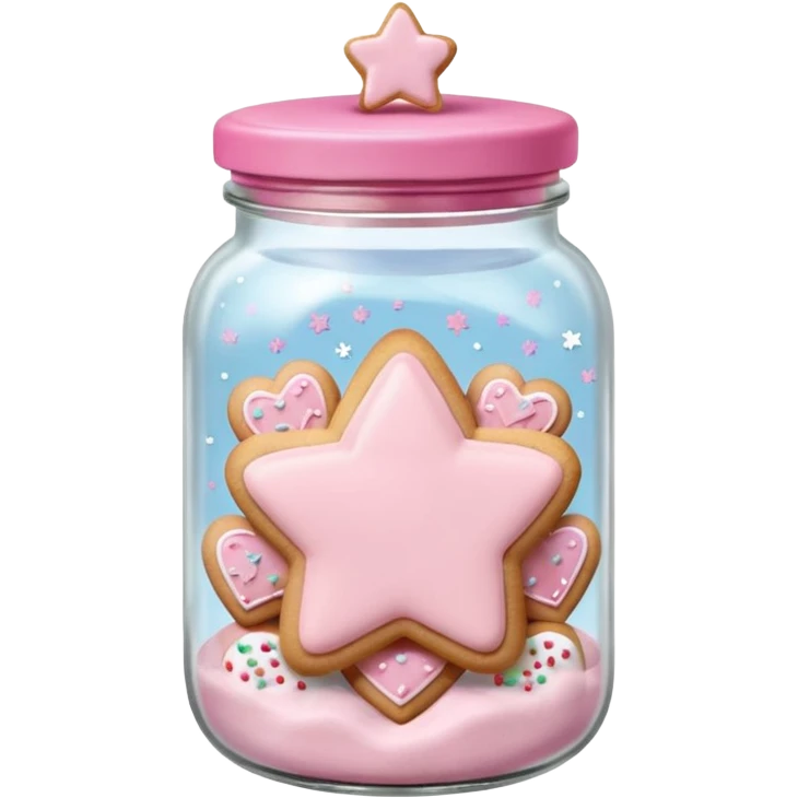 pastel pink christmas cookies in different shapes in jar with pink lid  emoji