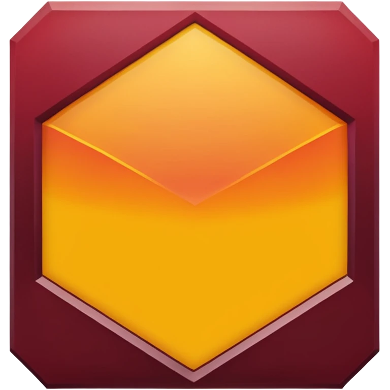 A sharp-edged hexagon with a thick yellow border that shifts slightly toward orange. The inside is a smooth dark-red to maroon gradient. In the center, add a large bold capital V colored with a yellow-orange gradient similar to the border. Keep everything clean, centered, and with no background. emoji