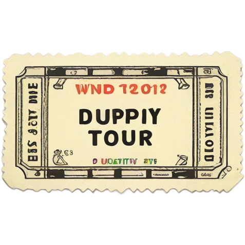 Concert ticket that says duplicity world tour emoji