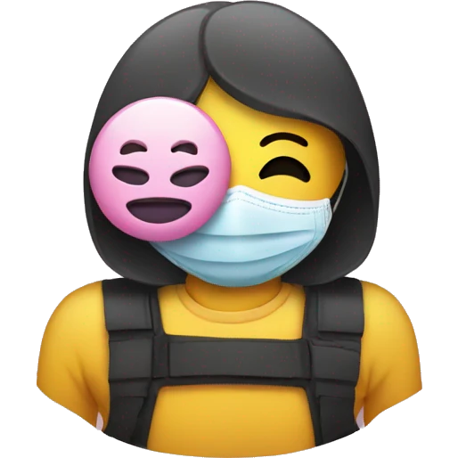 Smiley face with mask and a doll  emoji