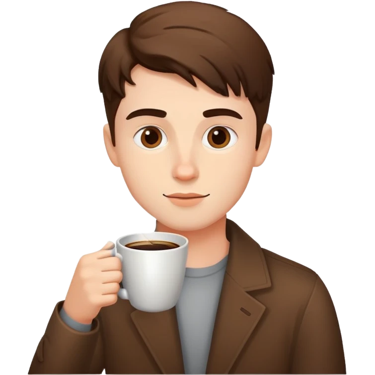 Handsome boy drinking a coffee emoji
