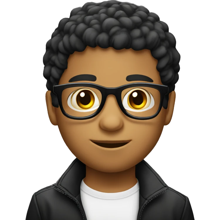 Niño con lentes piel blanca pelo corto negro emoji