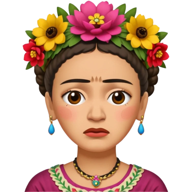 Frida Kahlo crying emoji