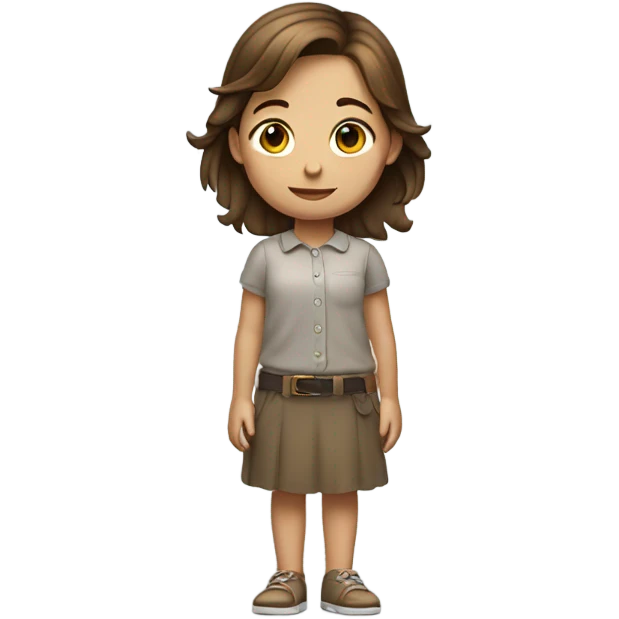 Little Girl with Brown hair whole Body emoji