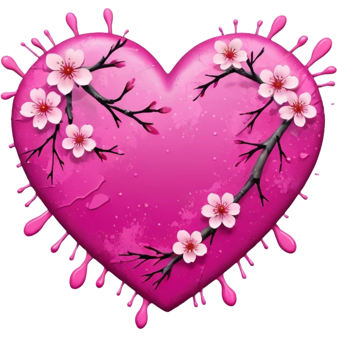 sakura heart with a paint splatter emoji