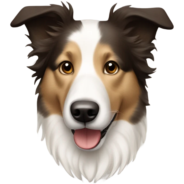 A short haired sand and white cross breed border collie with falling ears emoji