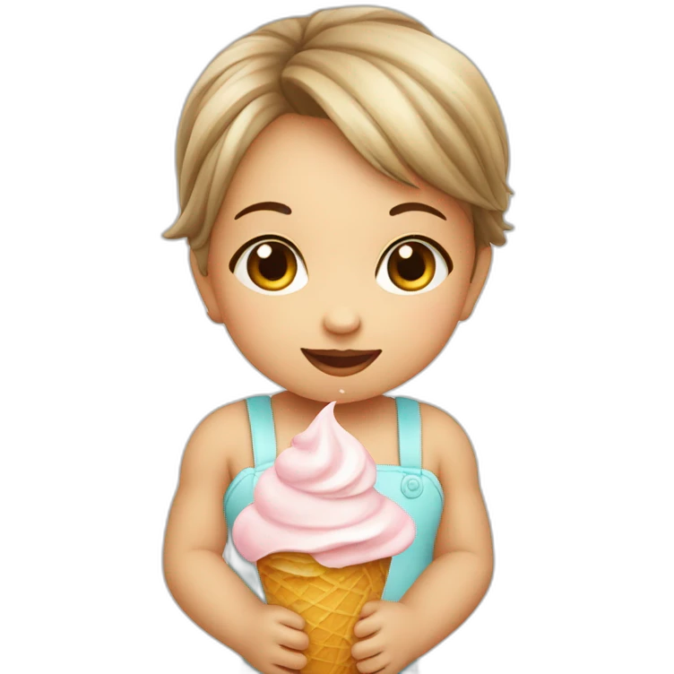 Cute little baby girl with icecream emoji