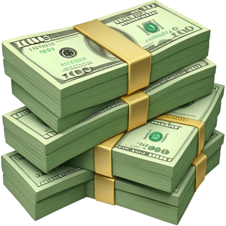 money stacked, muted green 100 dollar bills, soft luxury rich  emoji