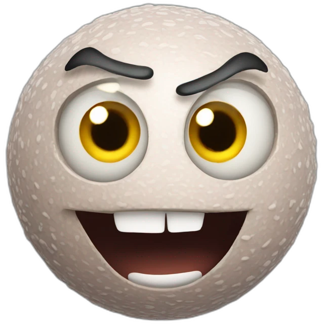 3d sphere with a cartoon filthy skin texture with big confident eyes emoji