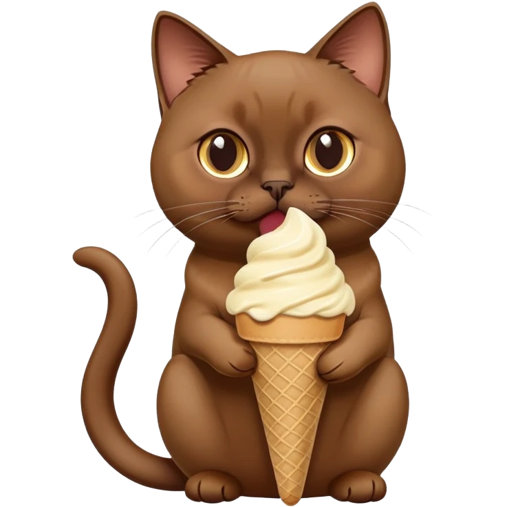 Brown Burmese cat with ice cream  emoji