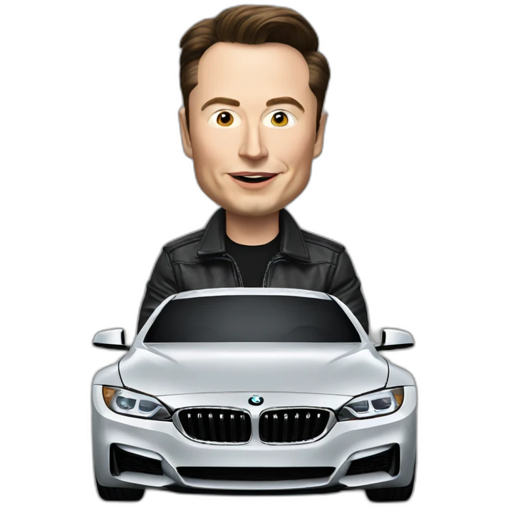 Elon musk driving BMW emoji