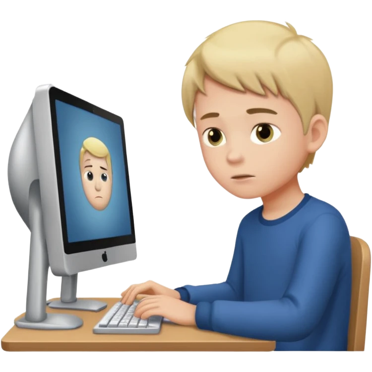 boy using a desktop computer emoji