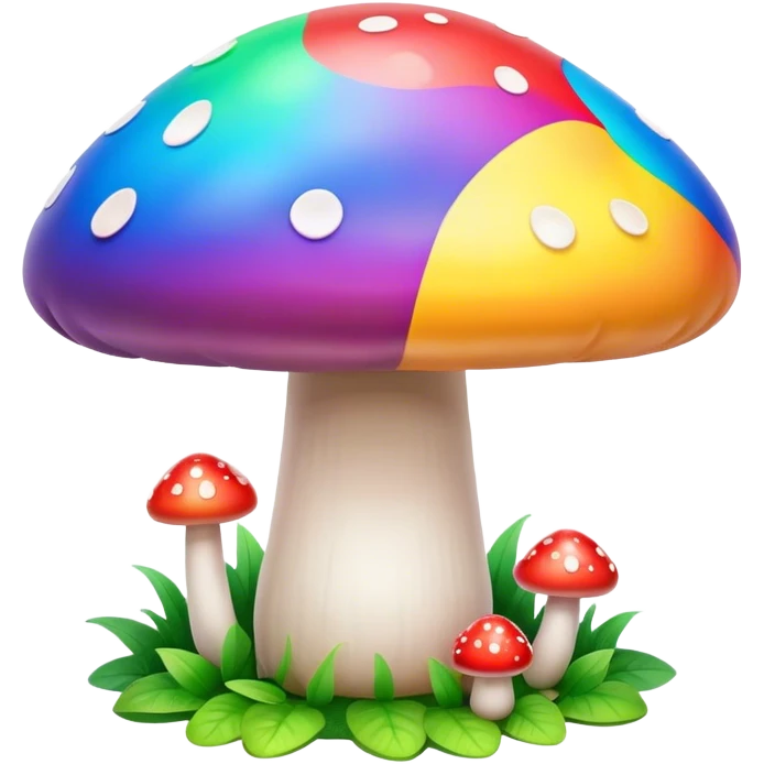 Rainbow colored 3D style mushroom emoji