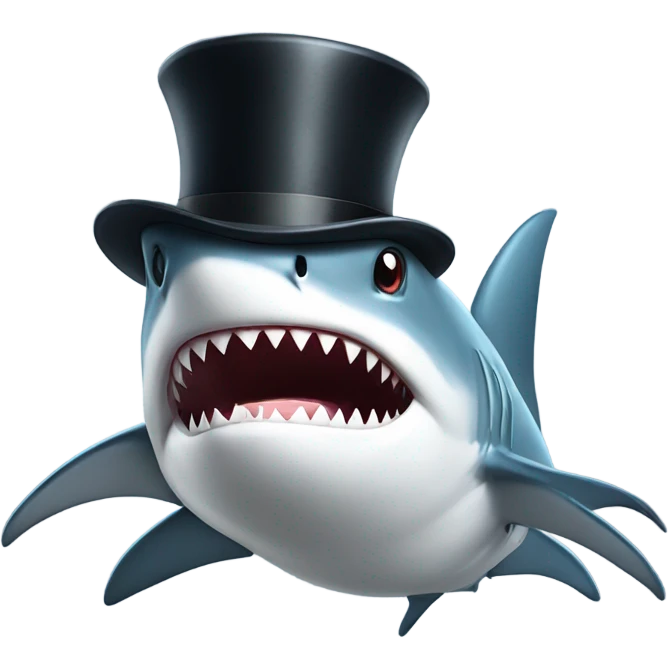 Shark with a top hat emoji