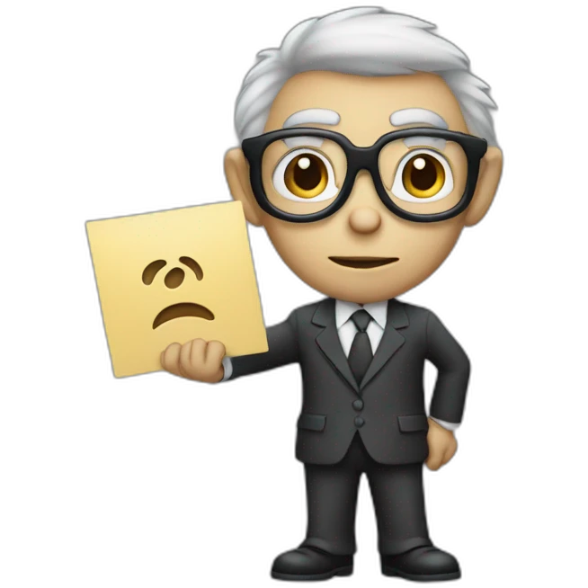 with glassesmonkey professor with suit holding a sign with 2 hands emoji