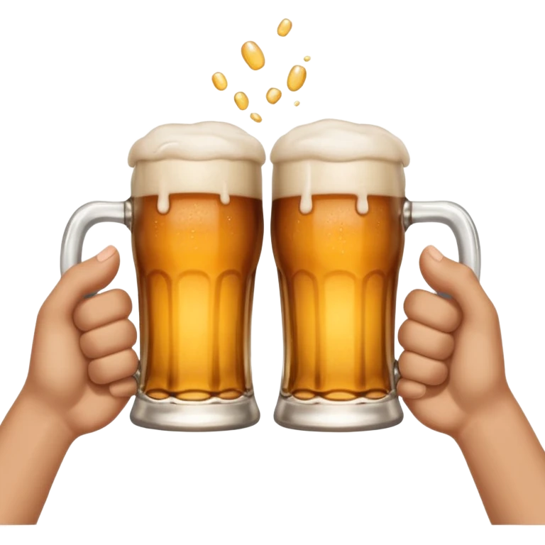 hands clinking beer mugs cheers no face emoji