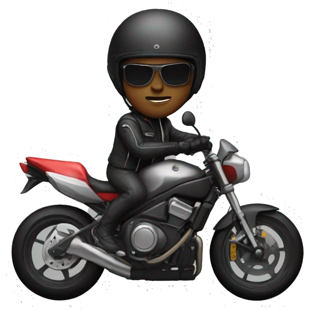 biker on a black sport bike with a full face helmet on emoji