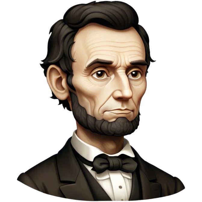 Cinematic Realistic Abraham Lincoln Portrait Emoji, depicted as a stoic iconic statesman with a tall dignified silhouette and thoughtful expression, rendered with detailed textures and dramatic historical lighting that captures his timeless presence. emoji