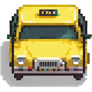Buenos Aires taxi, yellow and black, pixel art, small, retro look emoji