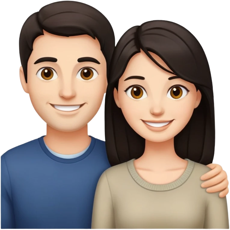 smiling couple with dark hair emoji