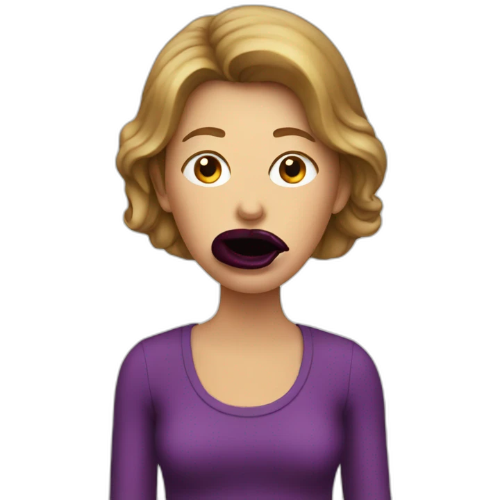 lady with an aubergine in her mouth emoji